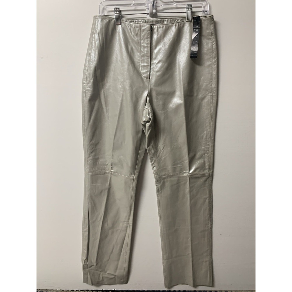 Vintage Genuine Leather Silver Size 10 Women's Pants Y2K 90s Perry Ellis